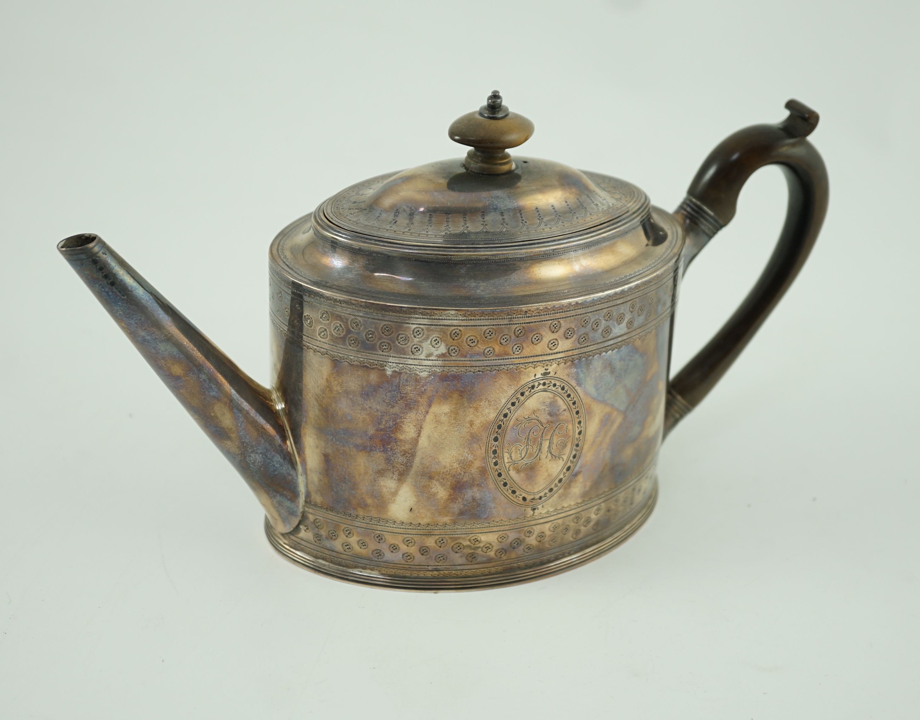 A George III silver oval teapot, by Hester Bateman